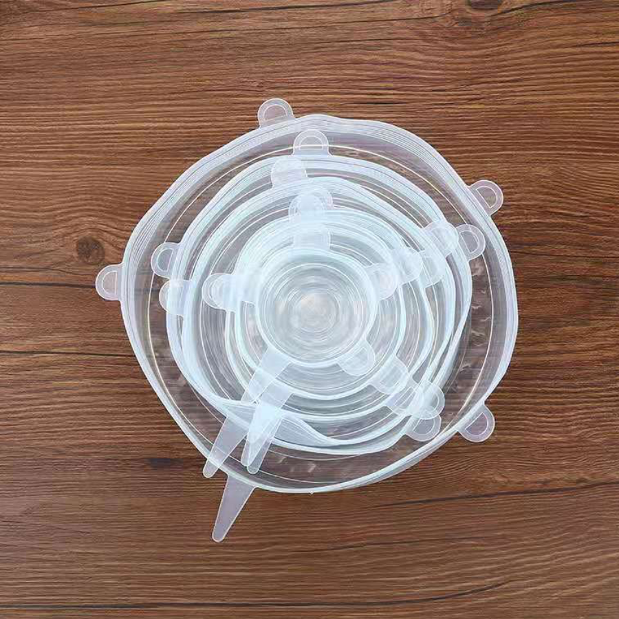 Couvercles en silicone extensibles sur divers contenants et aliments, réutilisables et sans BPA.