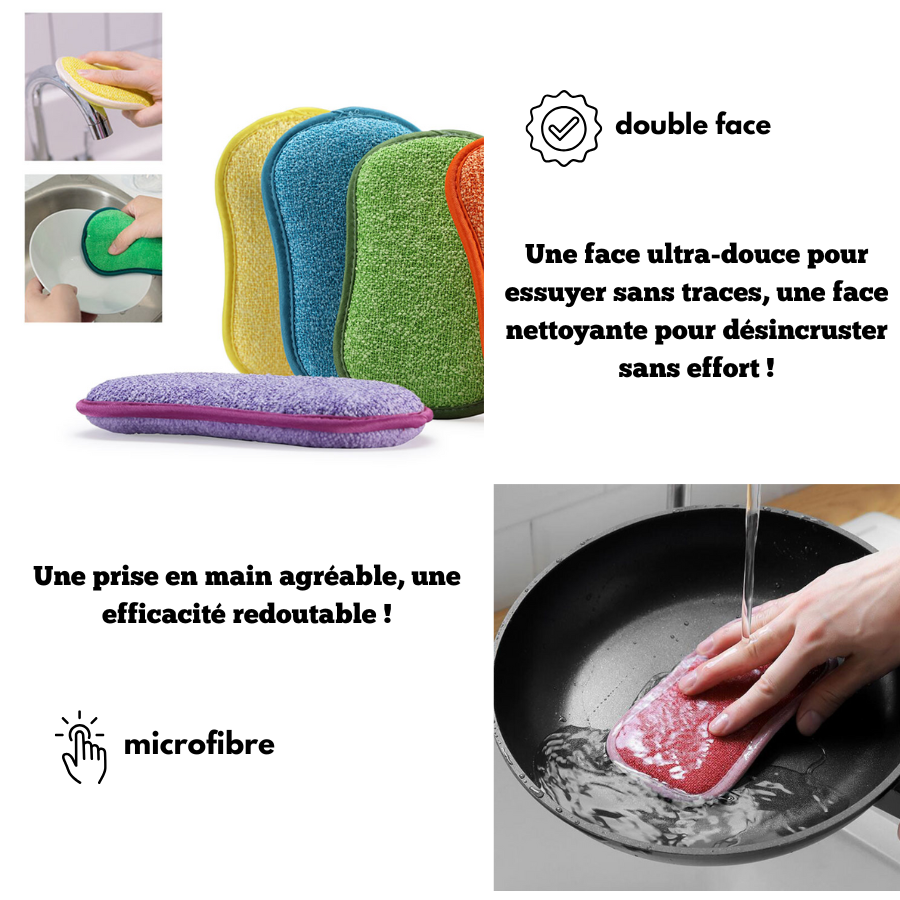 Main utilisant une éponge réutilisable pour faire la vaisselle